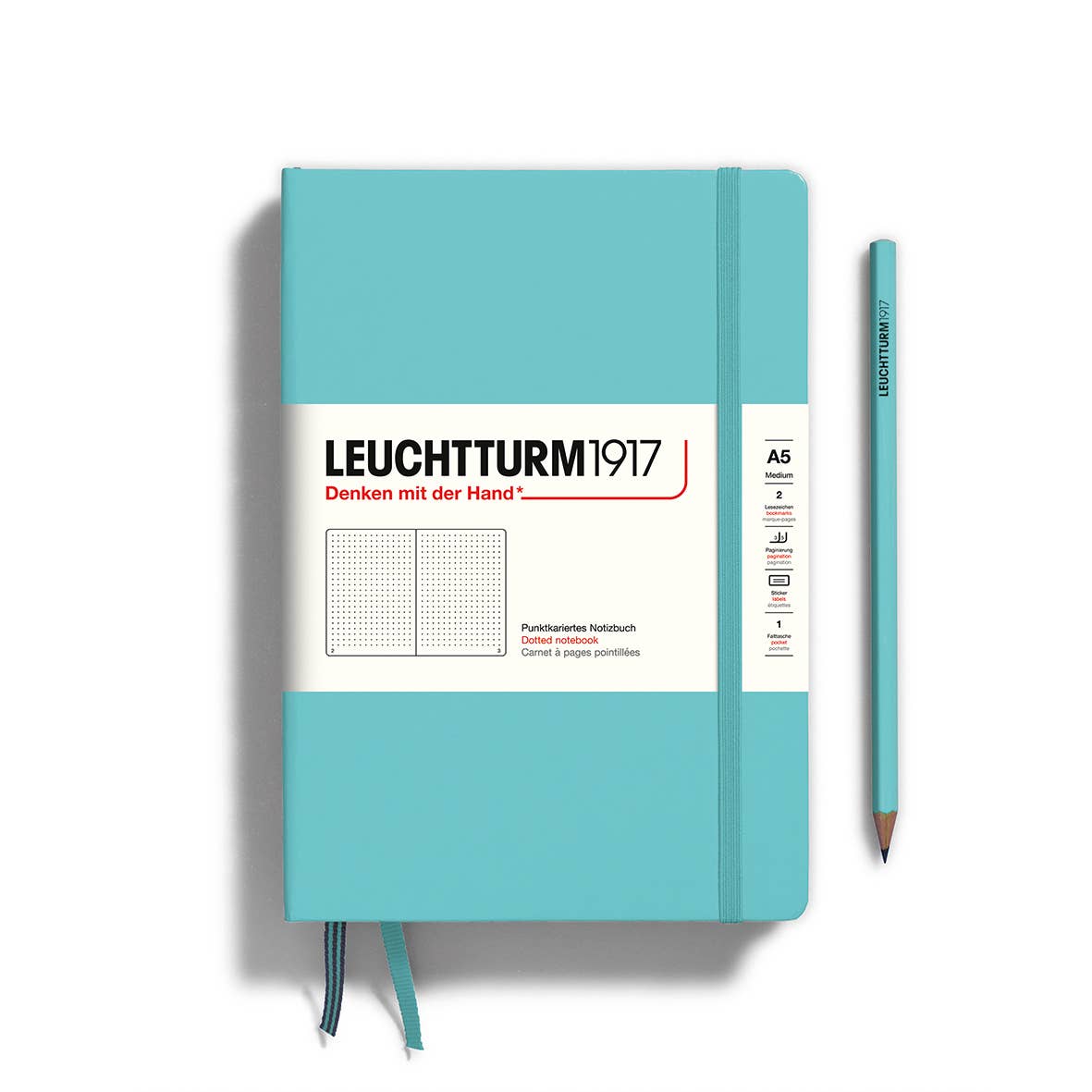 Medium (A5) Notebook: Aquamarine / Hardcover / Dotted