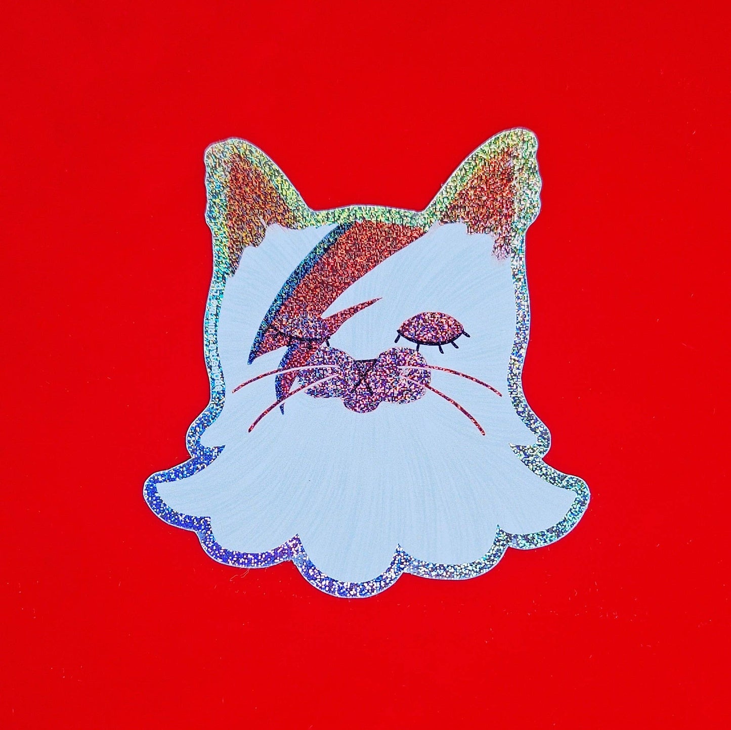 David Bowie Cat Sparkle Sticker