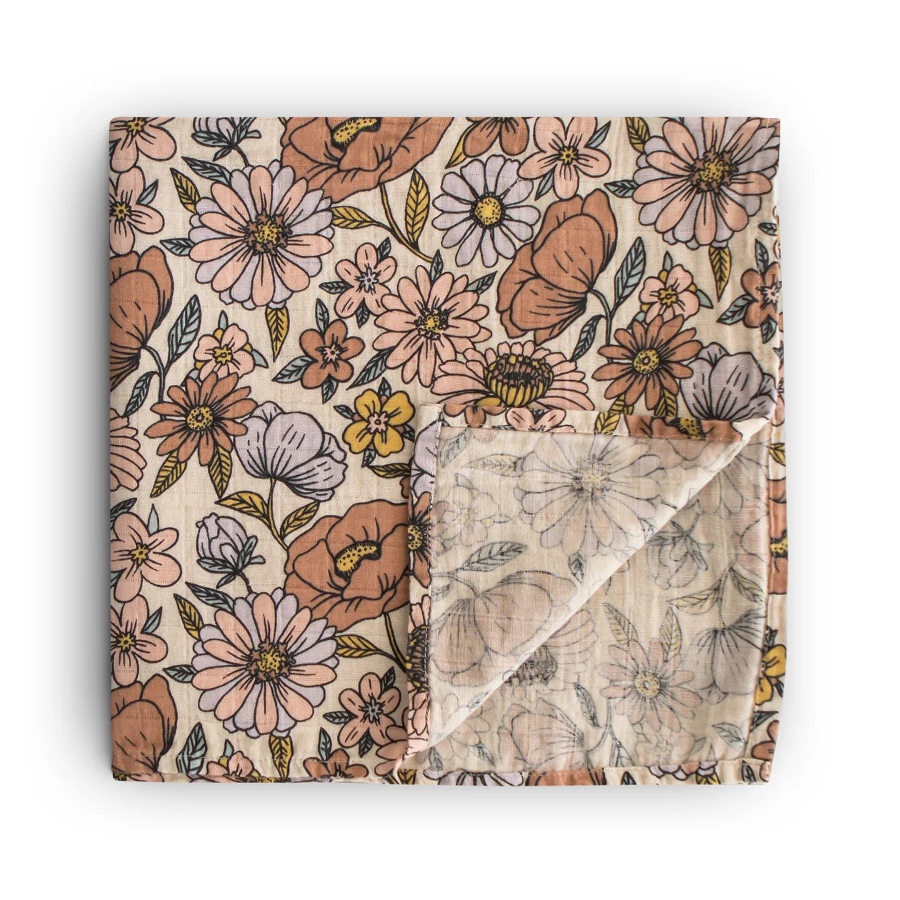 Retro Flowers Muslin Swaddle