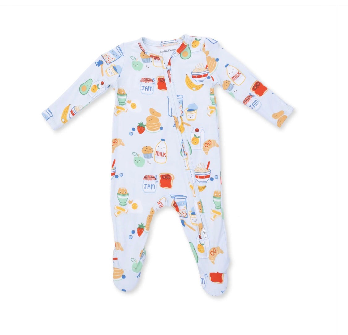 Breakfast Club Blue 2 Way Zipper Footie