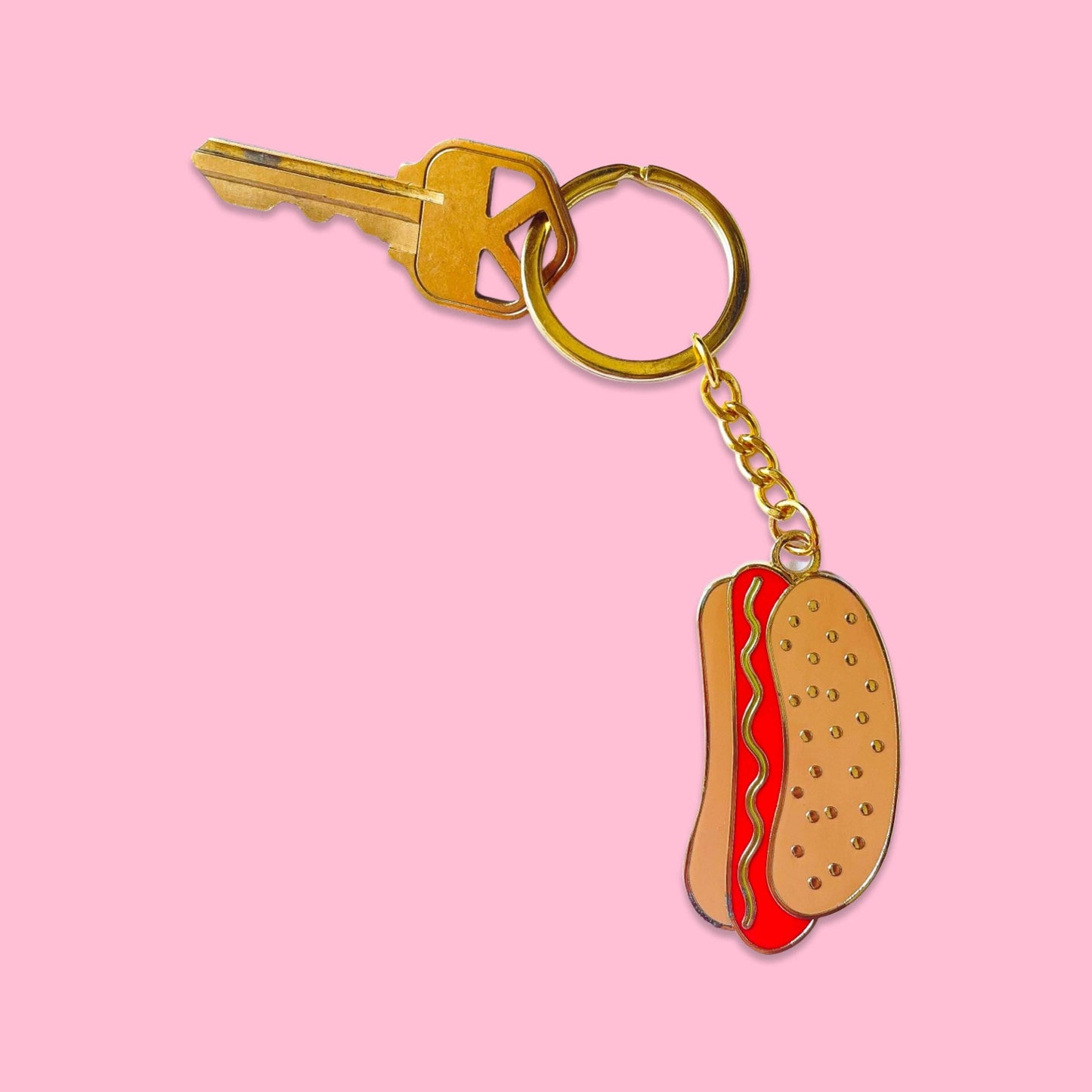 Hot Dog Enamel Bag Charm & Keychain