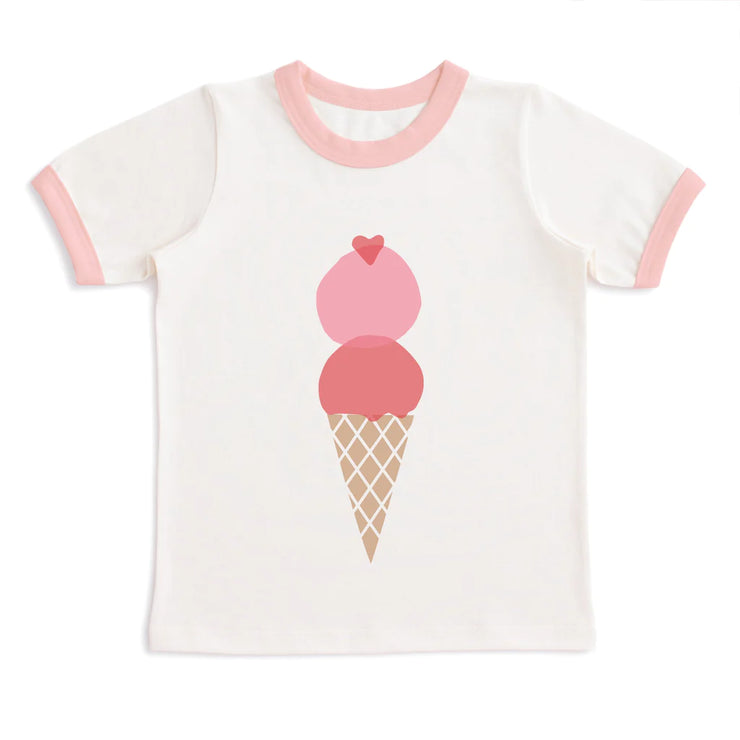 short-sleeve tee | ice cream cone natural & pink