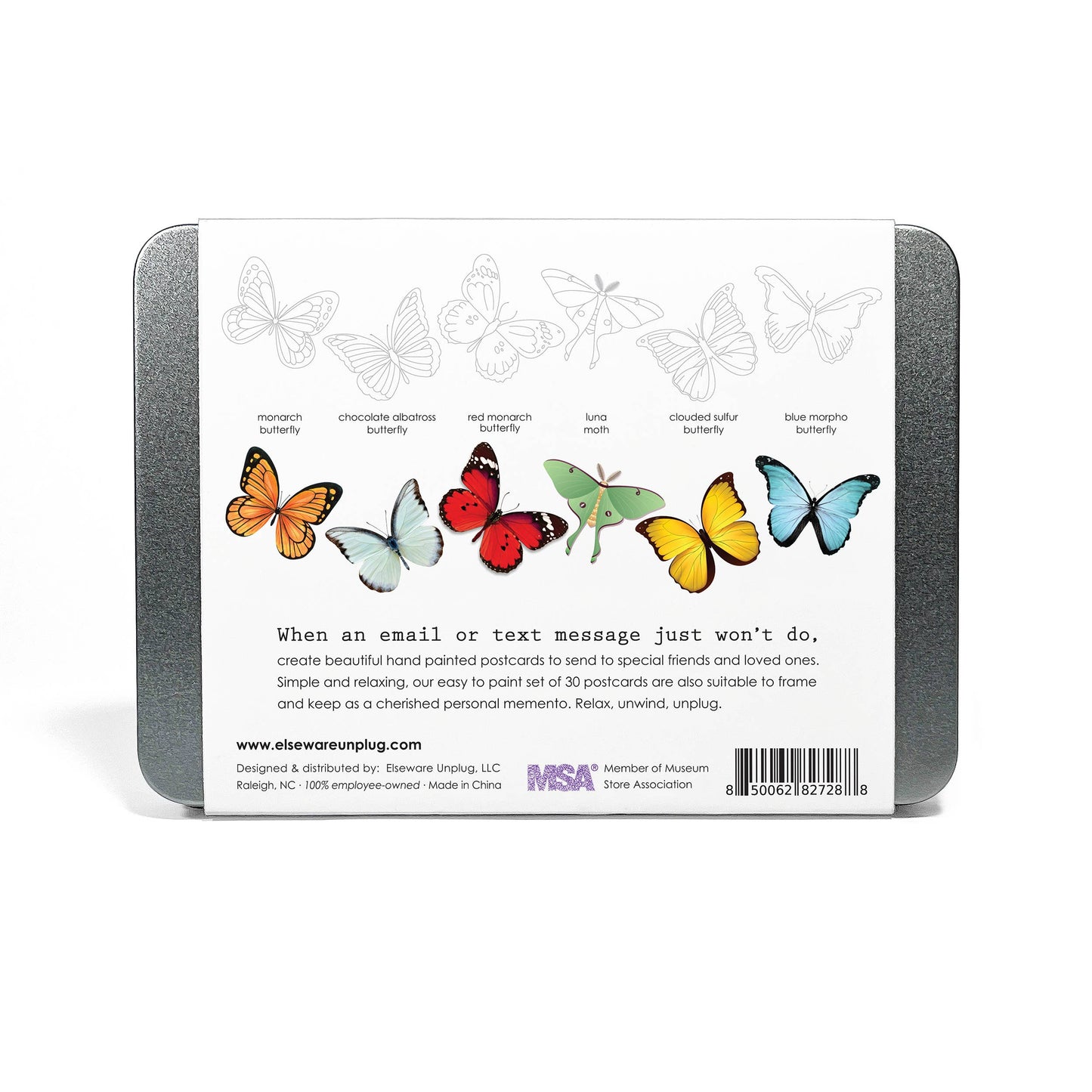 Coloring Postcards with 6 Butterfly + Moth Designs