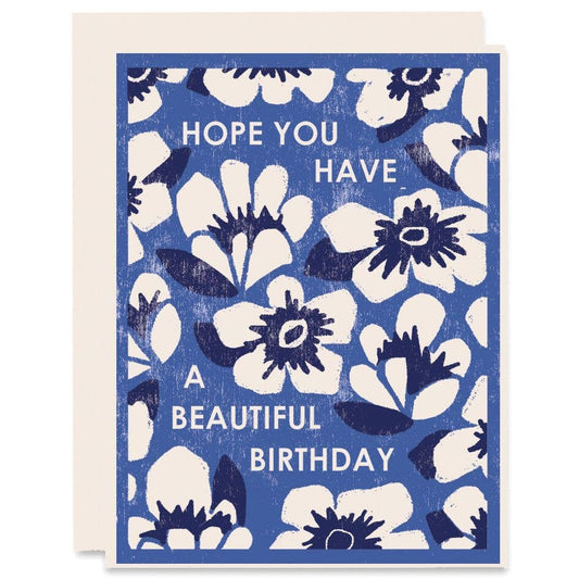 Blue Floral Garden Beautiful Birthday