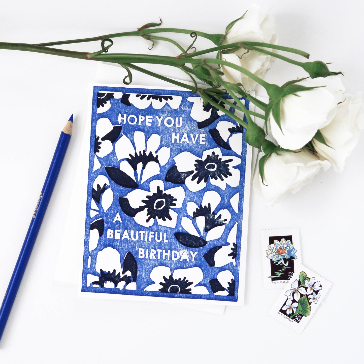 Blue Floral Garden Beautiful Birthday