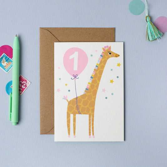 Giraffe Baby Age 1 Card