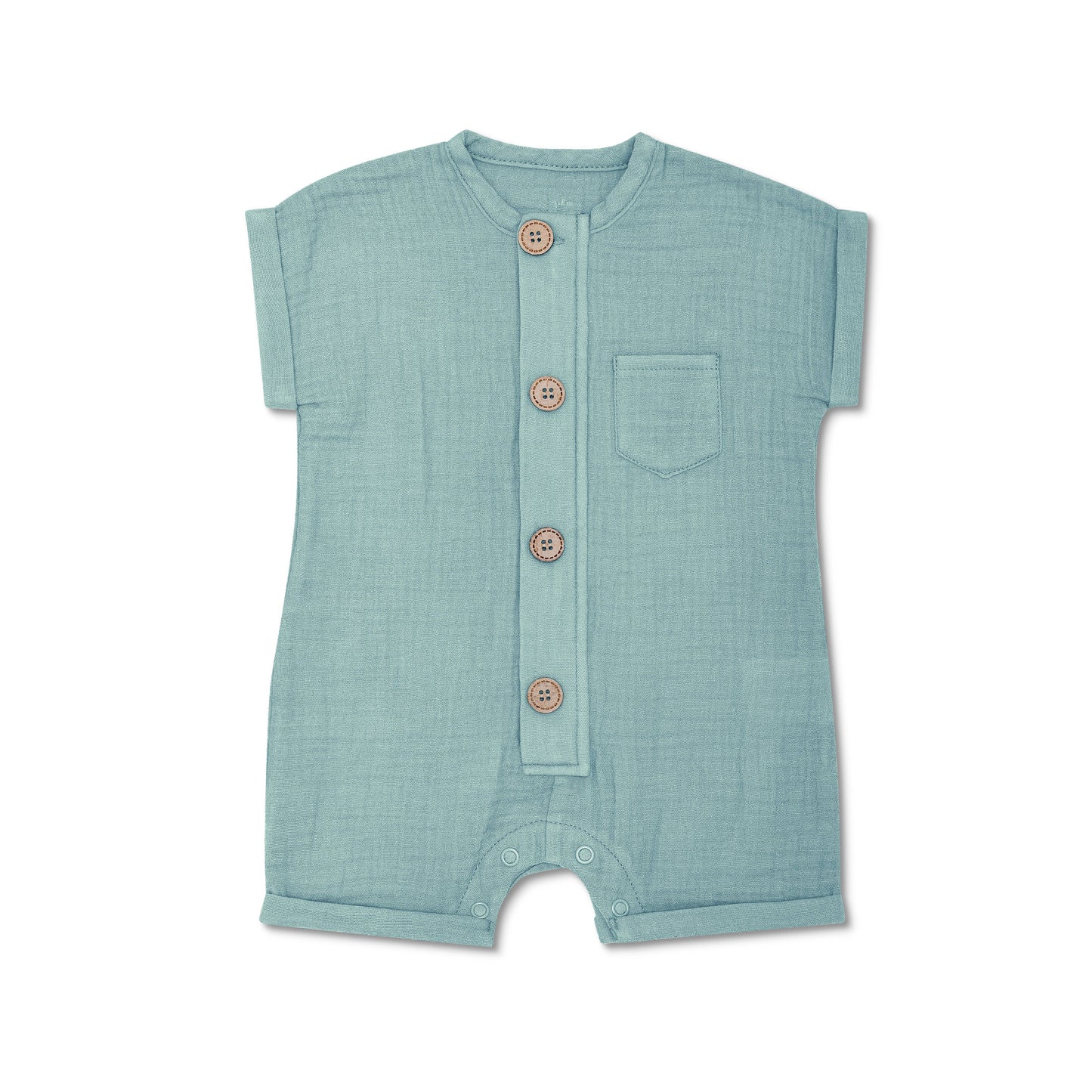 Muslin Short Sleeve Romper | Teal