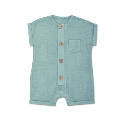 Muslin Short Sleeve Romper | Teal