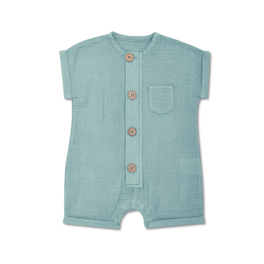 Muslin Short Sleeve Romper | Teal