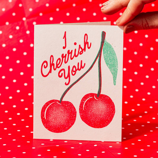 I Cherrish You Risograph Greeting Card