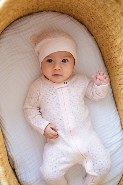 Cotton Candy Organic Pointelle Zipper Footie