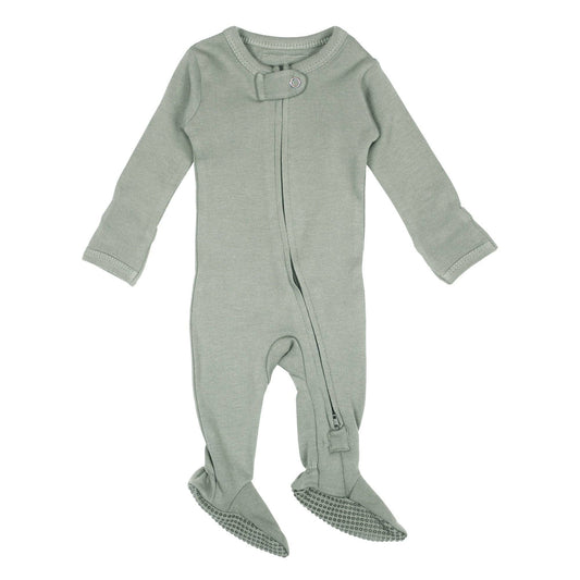 Seafoam Organic Zipper Footie