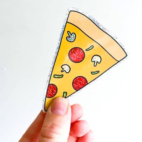 Glitter Pizza Slice Sticker