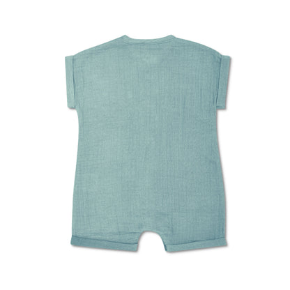 Muslin Short Sleeve Romper | Teal