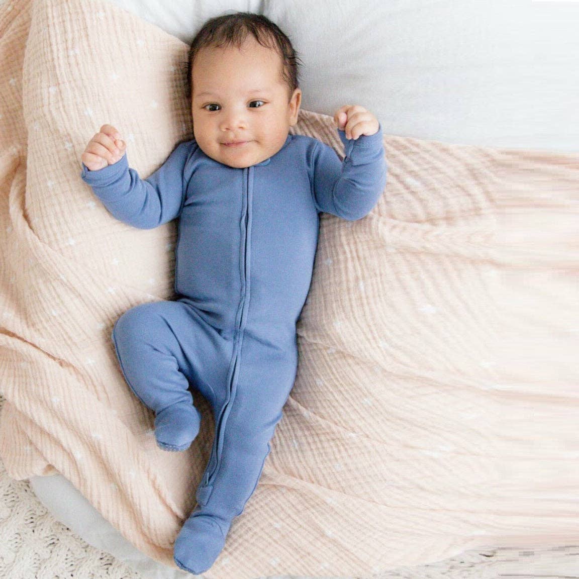 Slate Organic Zipper Footie