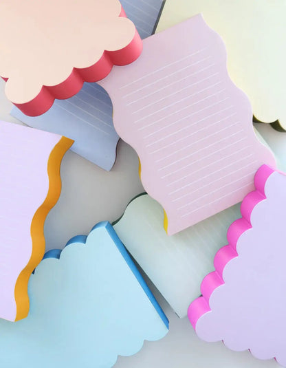 Scalloped Shaped Notepad | Aqua + Blue Edge