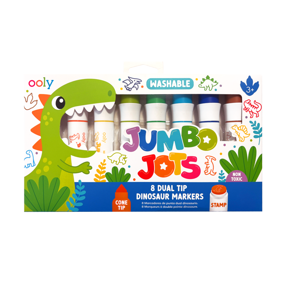 Jumbo Jots Dual Tip Dinosaur Stamp Markers | Set of 8