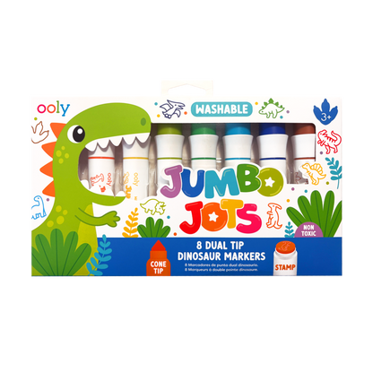 Jumbo Jots Dual Tip Dinosaur Stamp Markers | Set of 8