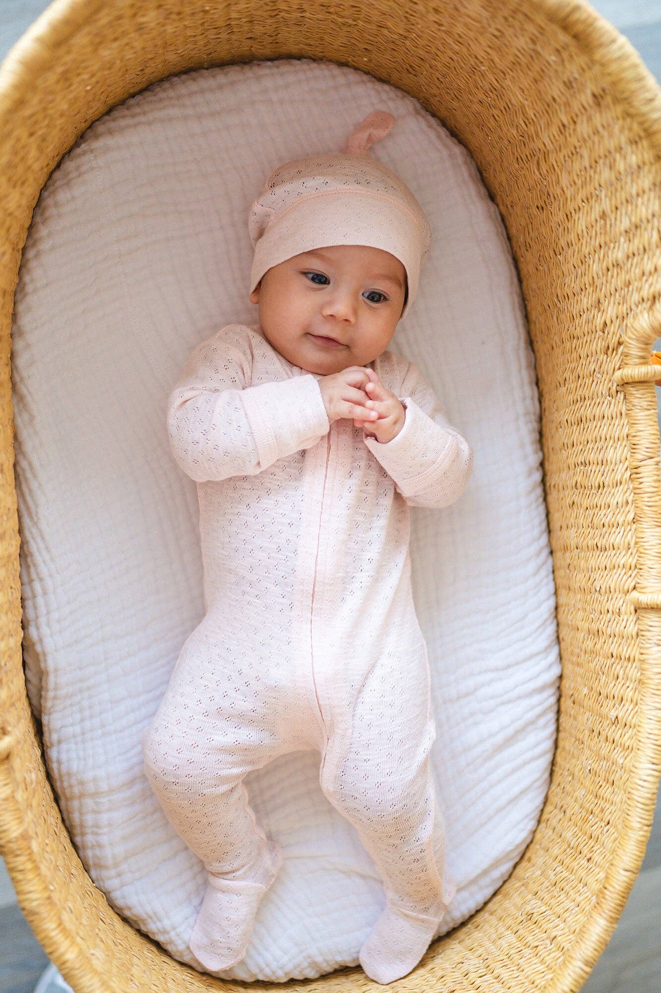 Cotton Candy Organic Pointelle Zipper Footie