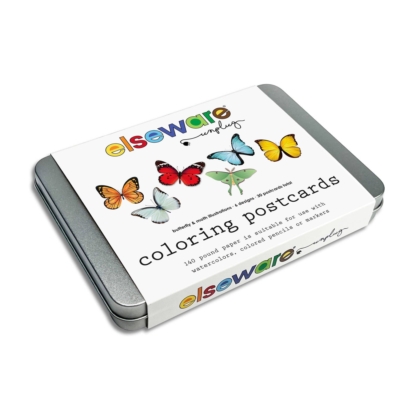 Coloring Postcards with 6 Butterfly + Moth Designs