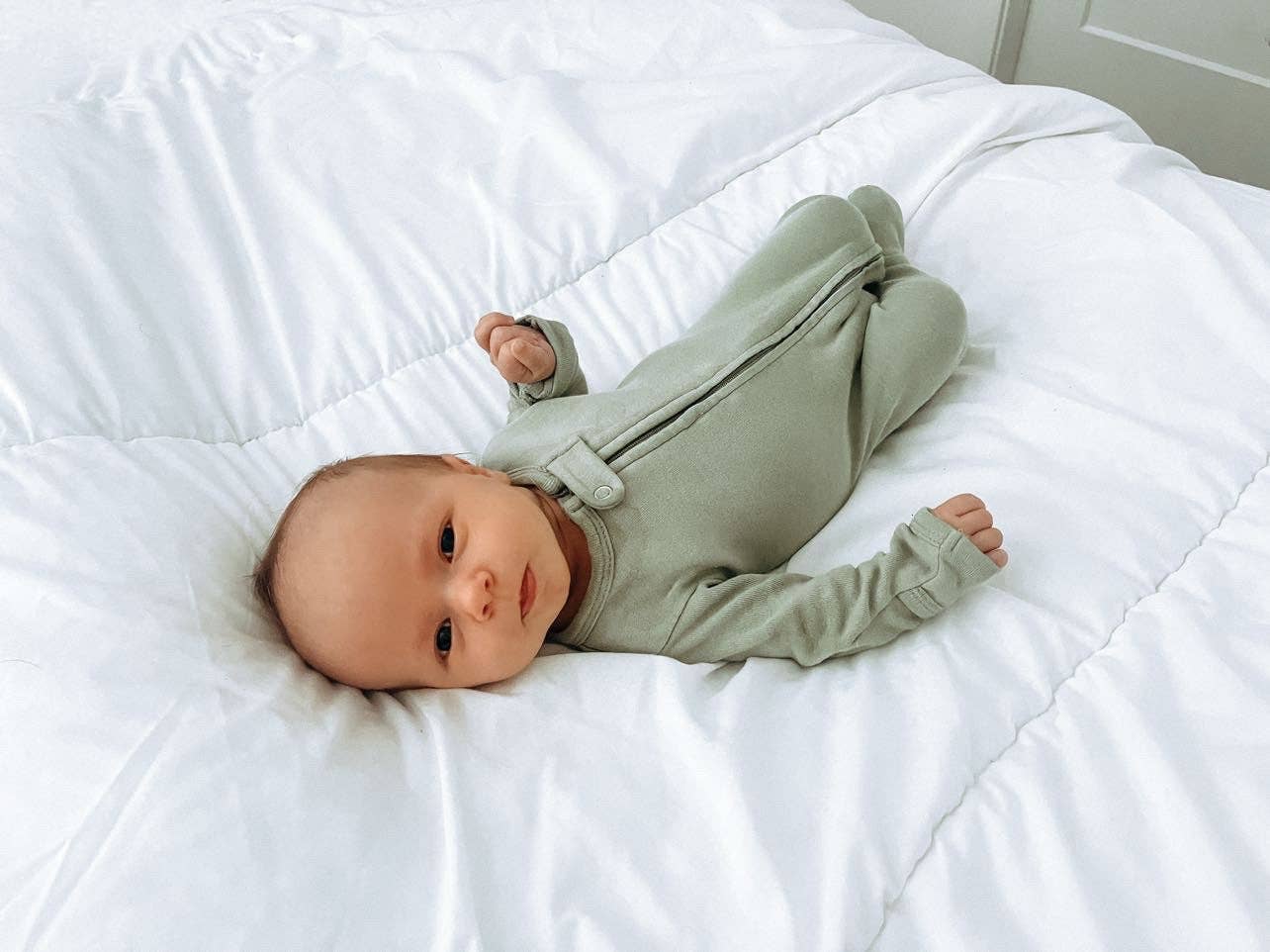 Seafoam Organic Zipper Footie