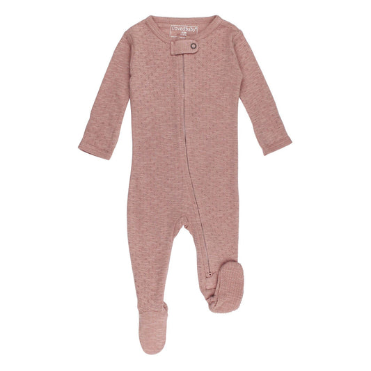 Taffy Organic Pointelle Zipper Footie: 0-3m