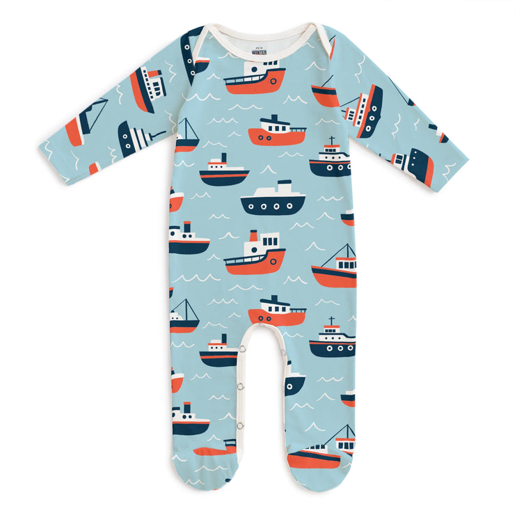 Footed Romper | Tugboats