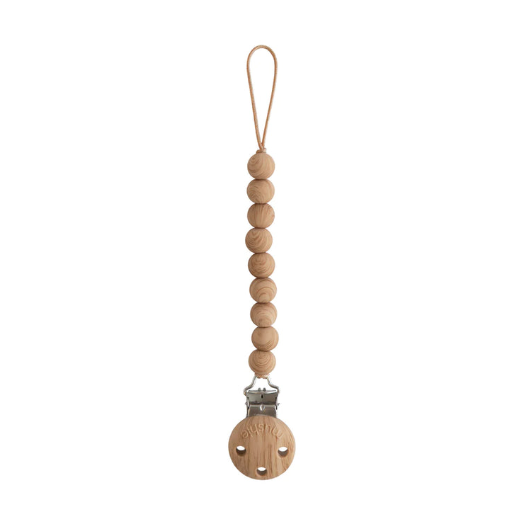 Hera Silicone Pacifier Clip | Faux Wood