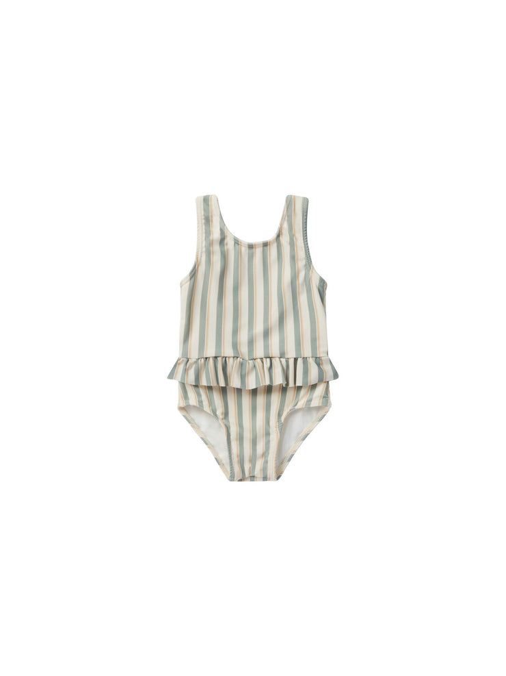 skirted one-piece | aqua stripe
