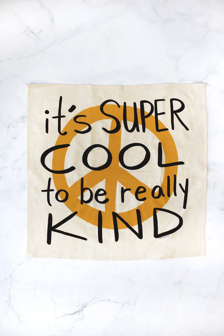 Super Cool To Be Really Kind Peace Sign Tea Towel