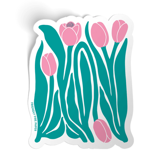 Pink Tulips Vinyl Sticker
