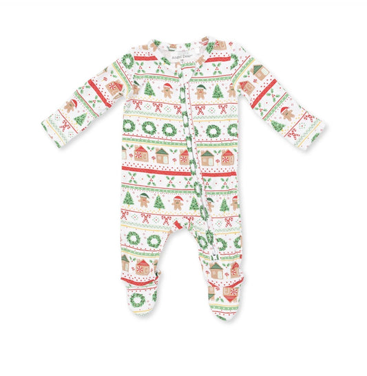 Gingerbread Fair Isle 2 Way Zipper Footie
