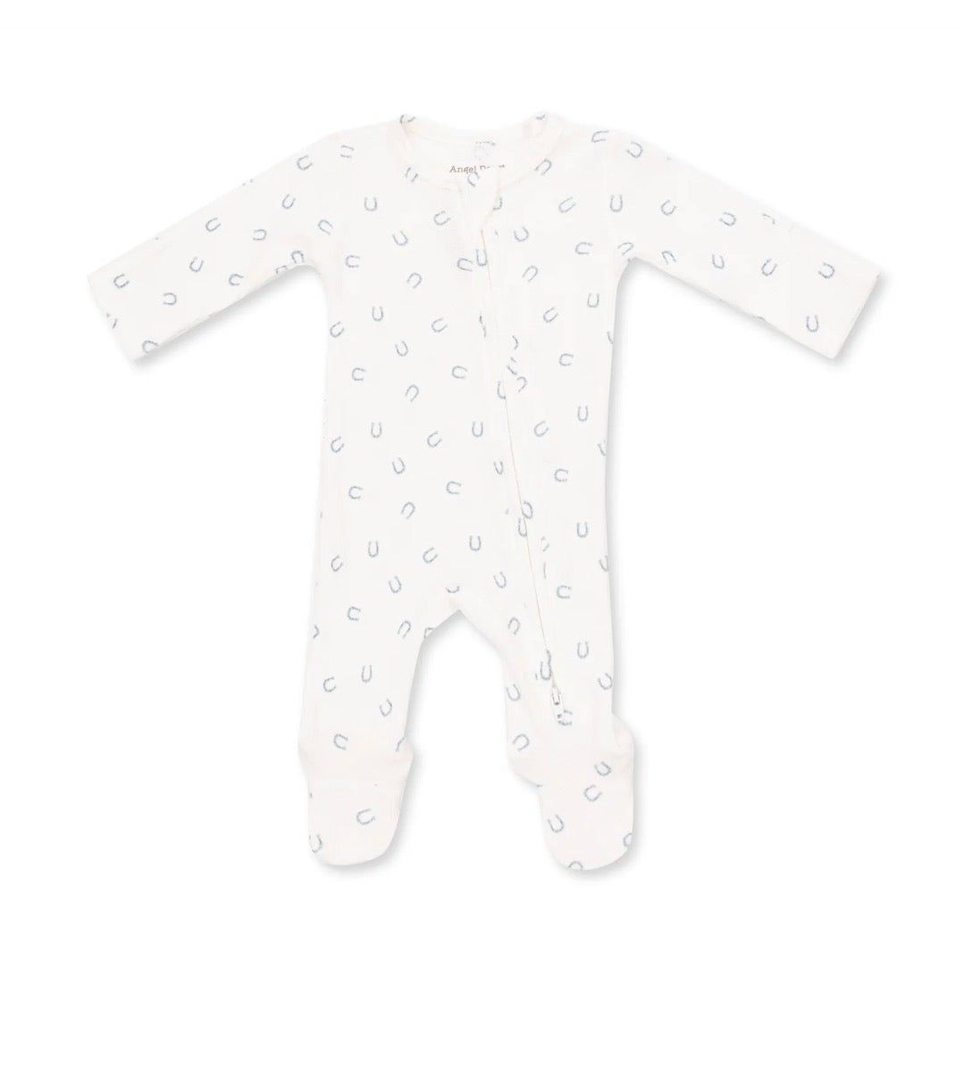 Little Horseshoe Blue 2 Way Zipper Footie