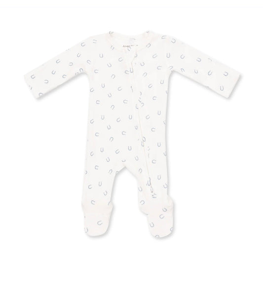 Little Horseshoe Blue 2 Way Zipper Footie
