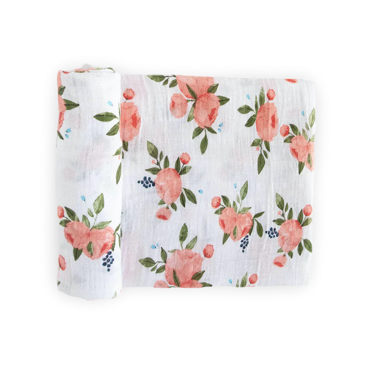 Cotton Muslin Swaddle | Watercolor Roses