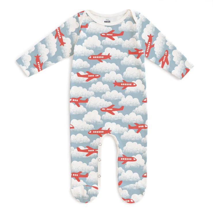 Airplanes Red + Blue Footed Romper