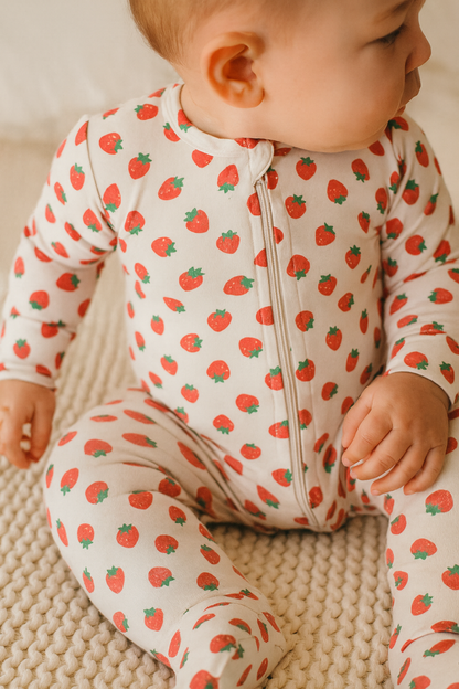 Strawberry Print Footie Sleeper