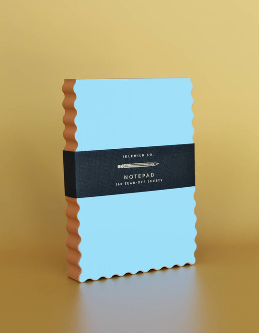 Mini Wave Shaped Notepad | Sky + Tangerine Edge