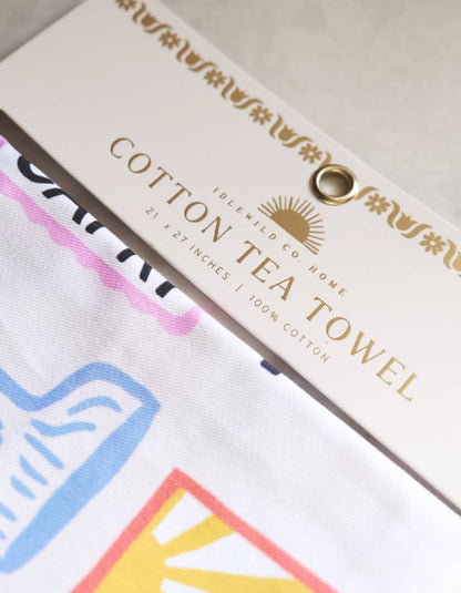 Cotton Tea Towel with Embroidered Detail | Al Fresco