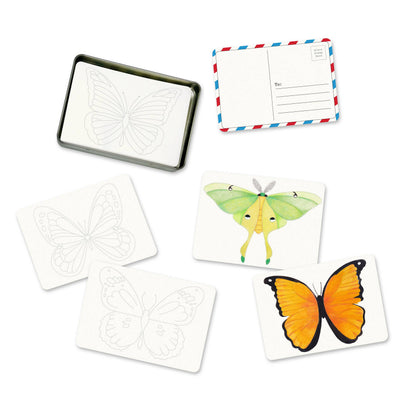 Coloring Postcards with 6 Butterfly + Moth Designs