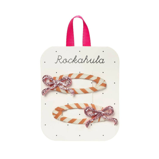 Stripy Glitter Bow Clips