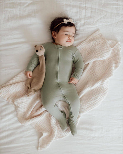 Seafoam Organic Zipper Footie