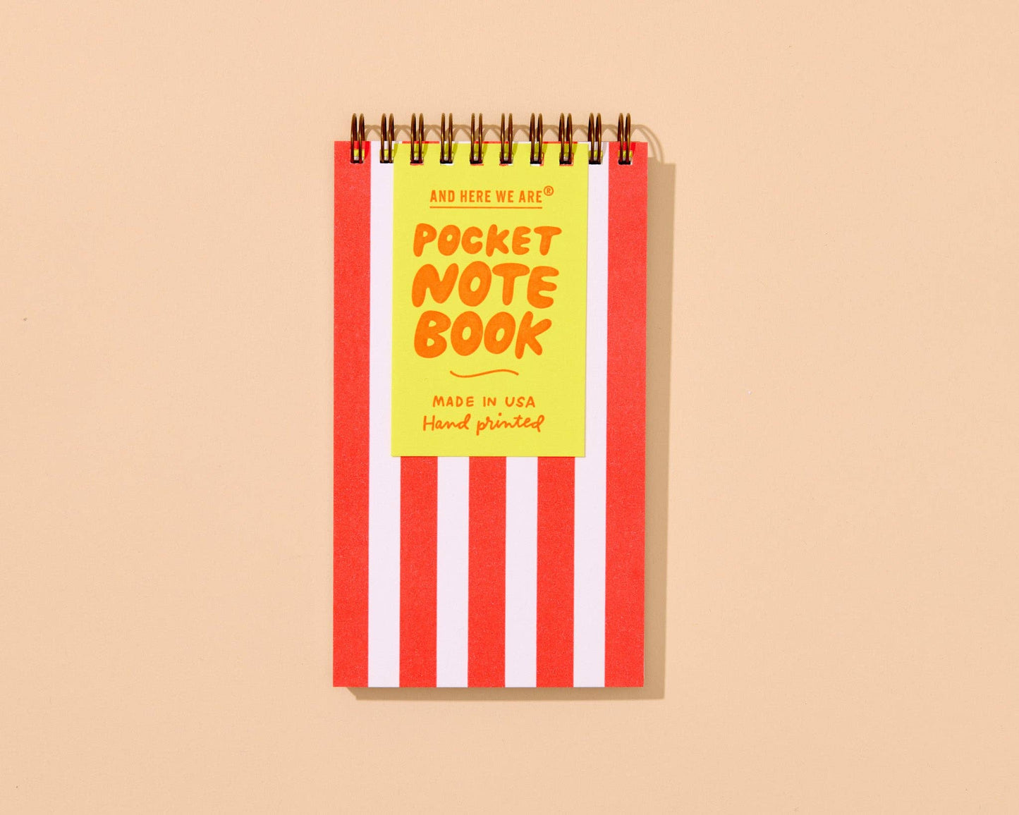 Letterpress Small Spiral Notebook | Bold Red Stripe