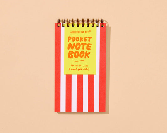 Letterpress Small Spiral Notebook | Bold Red Stripe