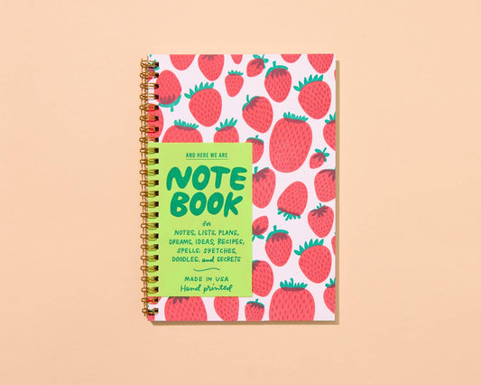 Strawberry Letterpress A5 Spiral Notebook
