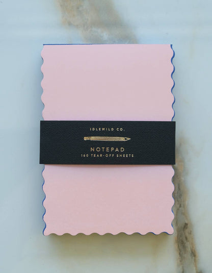Mini Wave Shaped Notepad | Peach + Indigo Edge