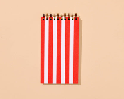 Letterpress Small Spiral Notebook | Bold Red Stripe