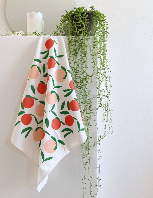 White Peach Toss Tea Towel