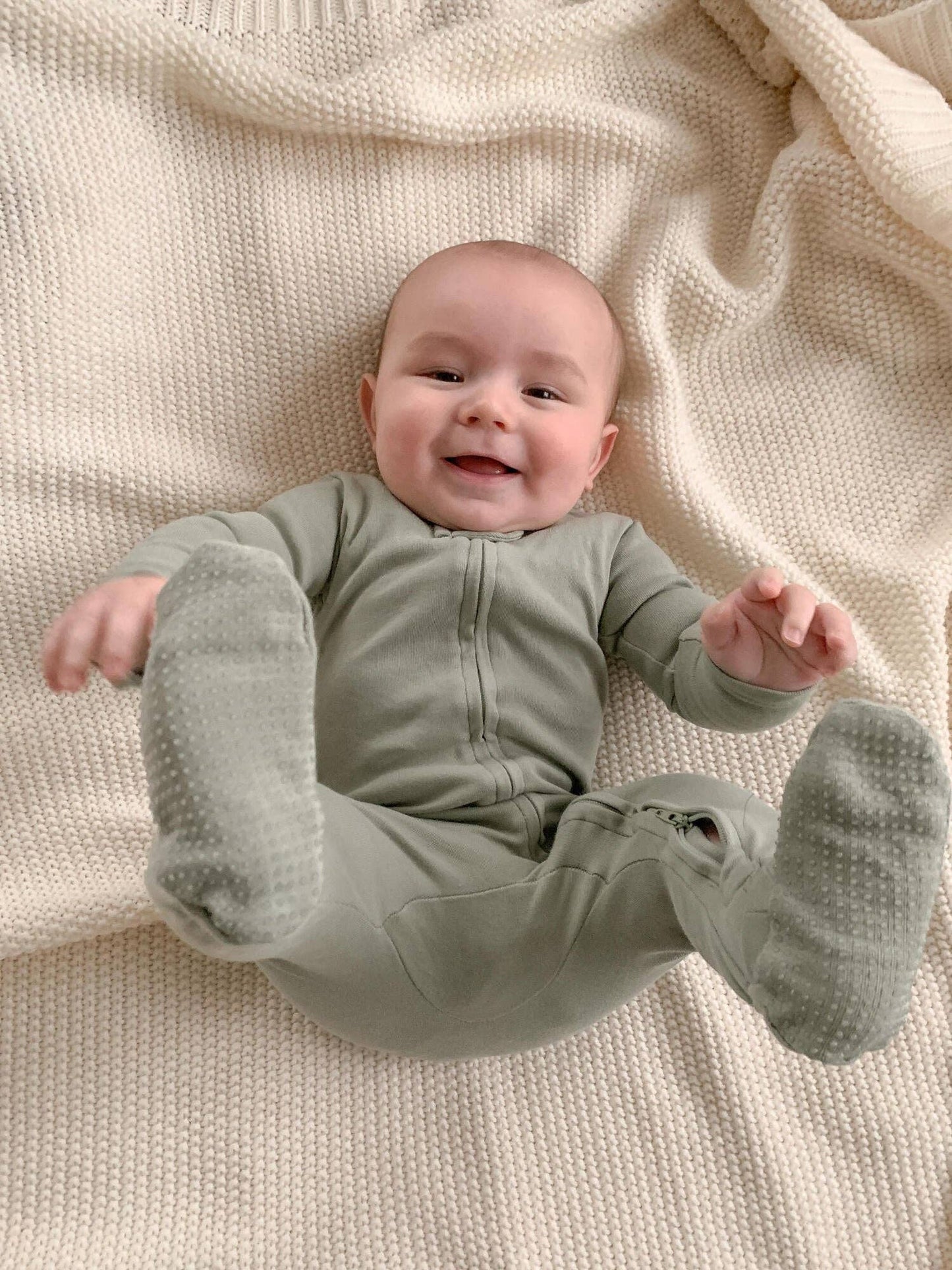 Seafoam Organic Zipper Footie