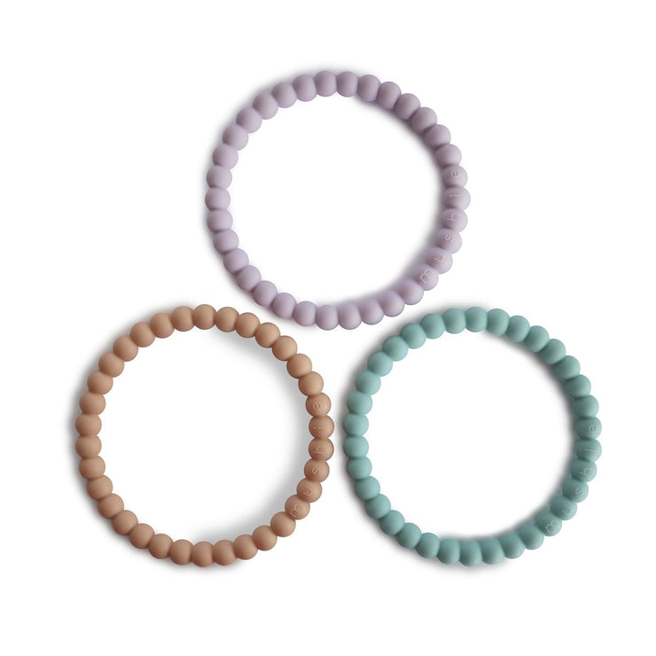 Pearl Teething Bracelet | Lilac, Cyan, and Soft Peach